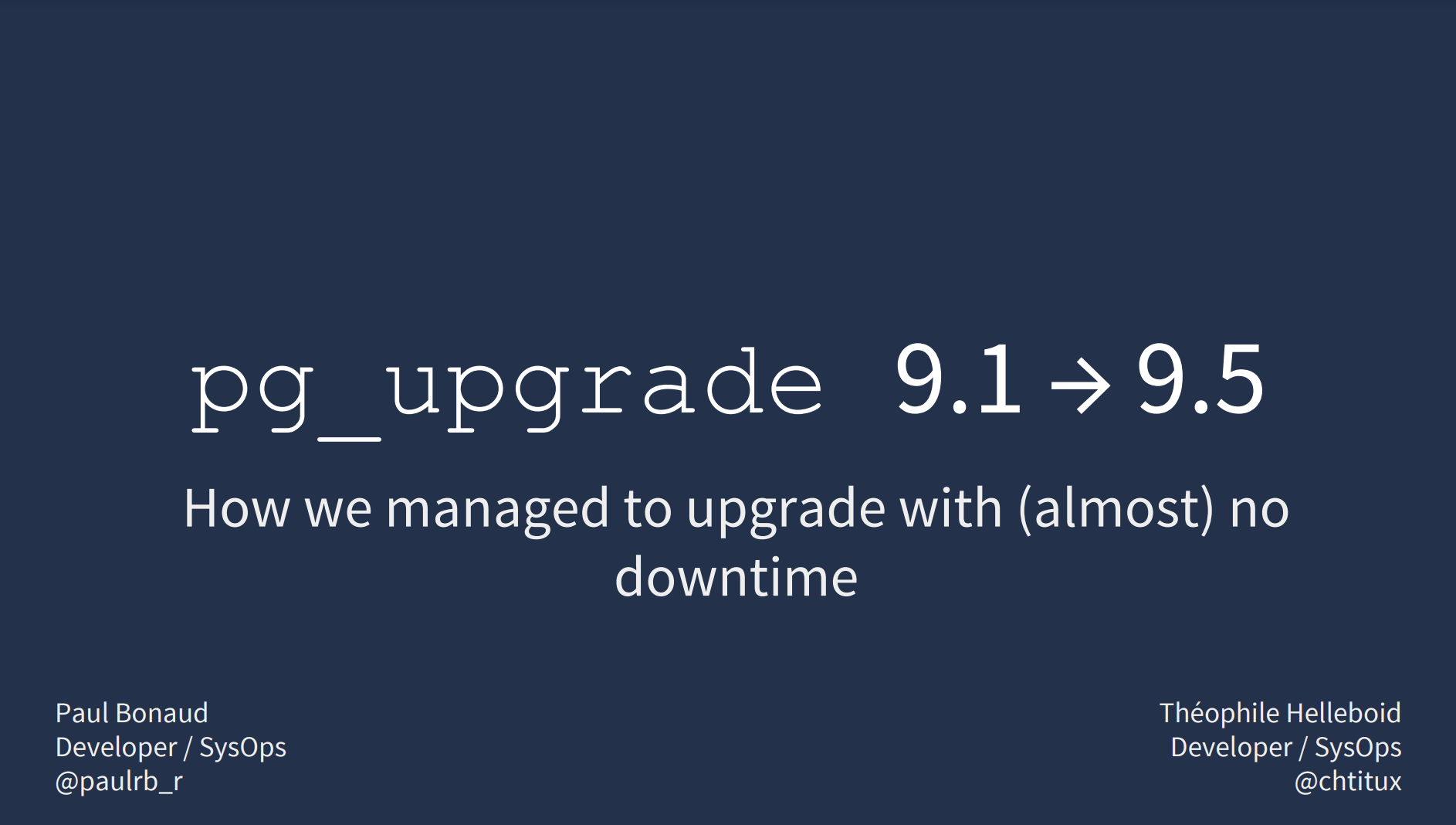 PostgreSQL upgrade presentation logo